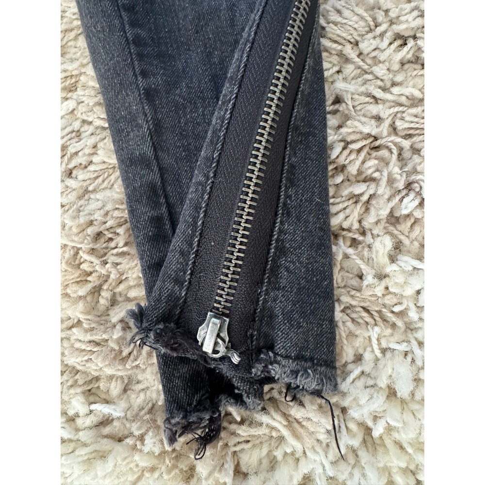 Adam Levine Womens Skinny Jeans Black Side Zipper Raw Hem Size 7 Edgy Denim - Picture 6 of 8